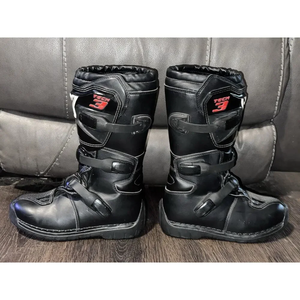Alpinestars Youth Tech 3s Kids Motocross Dirt Bike Boots Kids Size 4 Black